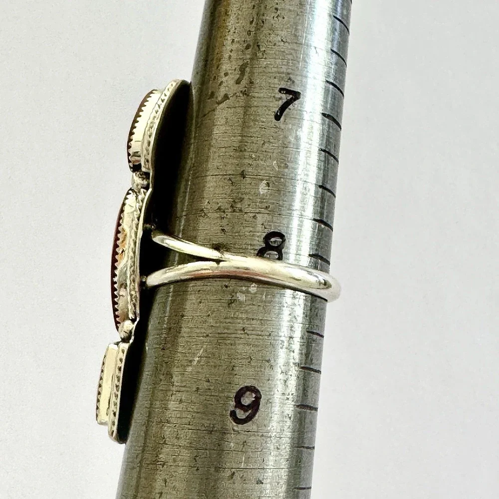 Navajo Arrow Ring Red‎ Spiny Oyster Sz 8  Sadie Jim Sterling Native American